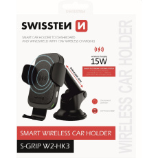 SWISSTEN S-GRIP W2-HK3 Držák do auta s bezdrátovým dobíjením 15W černý