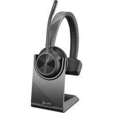 Poly Voyager Focus 2-M mono bezdrátová sluchátka s USB-A adaptérem + nabíjecí stanice, černá