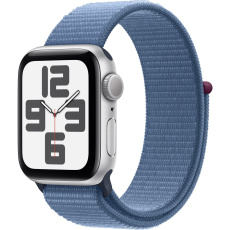 Apple Watch SE (2023) GPS 40mm Stříbrný hliník s ledově modrým provlékacím sportovním řemínkem