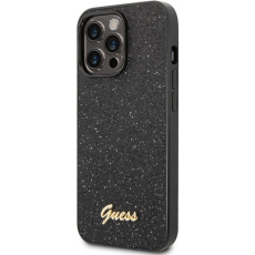 Guess PC/TPU Glitter Flakes Metal Logo kryt iPhone 14 Pro Max černý