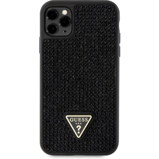 Guess Rhinestones Triangle Metal Logo kryt pro iPhone 11 Pro černý