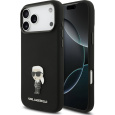 Karl Lagerfeld Liquid Silicone Metal Ikonik kryt iPhone 17 Pro Max černý
