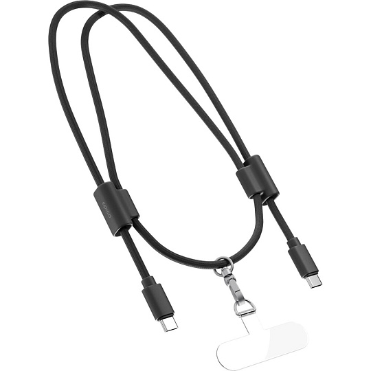 Epico šňůrka na telefon s USB-C na USB-C kabelem černá