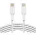 Belkin BOOST Charge Braided USB-C/USB-C odolný kabel, 1m, bílý