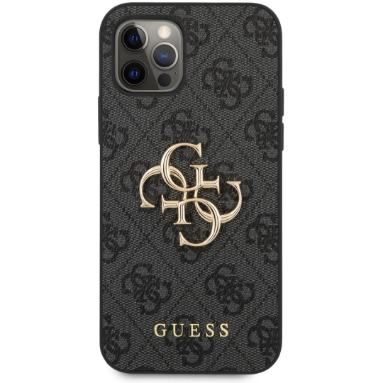 Guess PU 4G Metal Logo kryt iPhone 12 Pro Max šedý