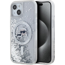 Karl Lagerfeld Liquid Glitter Karl and Choupette Heads MagSafe zadní kryt iPhone 15 čirý