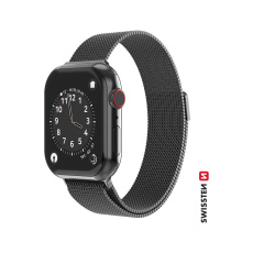 SWISSTEN řemínek Milánský tah pro Apple Watch 42-44 mm černý