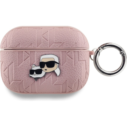 Karl Lagerfeld PU Embossed Karl and Choupette Heads pouzdro AirPods Pro růžové