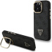 Guess PU 4G Strass Triangle Logo Stand Camera Frame MagSafe kryt iPhone 15 Pro Max černý