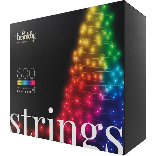 Twinkly Strings Multi-Color chytré žárovky na stromeček 600 ks 48m černý kabel