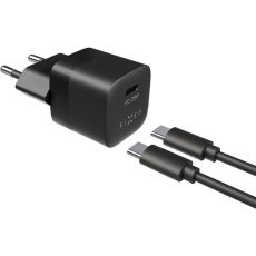 FIXED Mini nabíječka s USB-C výstupem a kabelem USB-C 1 metr PD 20W černý