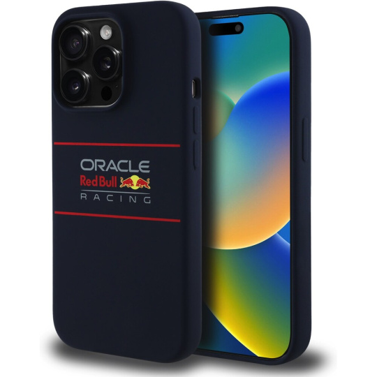 Oracle Red Bull Racing Silicone Horizontal Logo MagSafe kryt iPhone 14 Pro modrý