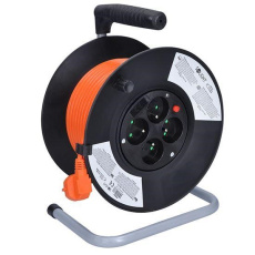Solight prodlužovací přívod na bubnu, 4 zásuvky, 25m, oranžový kabel, 3x 1,5mm2 Solight prodlužovací přívod na bubnu, 4 zásuvky, 25m, oranžový kabel, 3x 1,5mm2