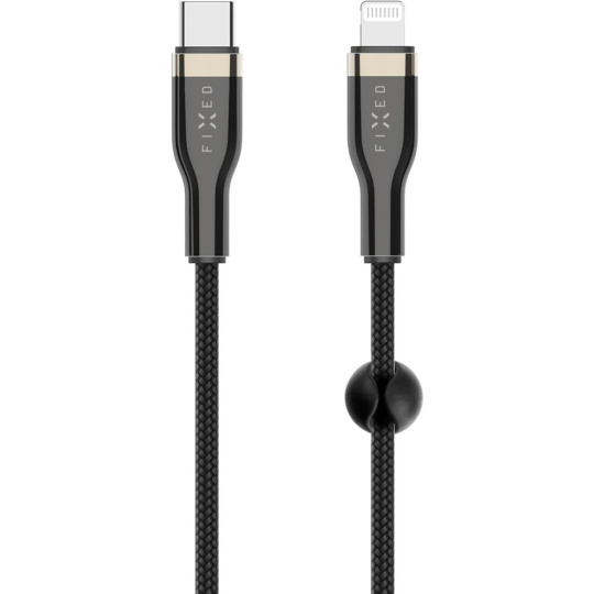 FIXED opletený kabel USB-C/Lightning (PD), MFi, 0.5m, černý