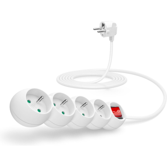 CONNECT IT prodlužovací kabel 230V 4 zásuvky s vypínačem 3m bílý CONNECT IT prodlužovací kabel 230V 4 zásuvky s vypínačem 3m bílý
