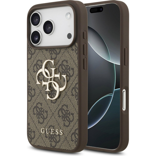 Guess PU 4G Metal Logo kryt iPhone 17 Pro hnědý Guess PU 4G Metal Logo kryt iPhone 17 Pro hnědý