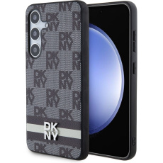 DKNY PU Leather Checkered Pattern and Stripe kryt Samsung Galaxy S24+ černý