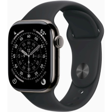 Apple Watch Series 11 Cellular (42mm) Břidlicově šedý titan s černým sportovním řemínkem S/M Apple Watch Series 11 Cellular (42mm) Břidlicově šedý titan s černým sportovním řemínkem S/M