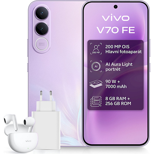 Vivo V70 FE 8/256GB fialový + sada příslušenství Vivo V70 FE 8/256GB fialový + sada příslušenství