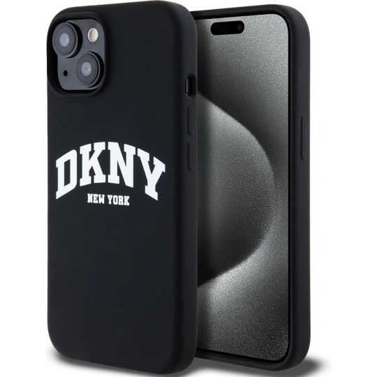 DKNY Liquid Silicone Arch Logo MagSafe kryt iPhone 13 černý