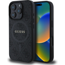 Guess PU Leather 4G Colored Ring MagSafe kryt iPhone 16 Pro Max černý