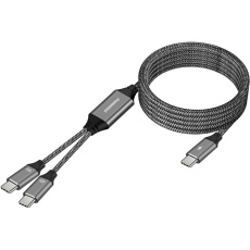 PremiumCord USB-C napájecí kabel s chytrým rozdělením výkonů 100W 1m černý/bílý