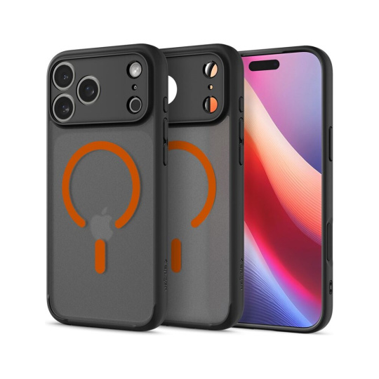 Spigen Ultra Hybrid MagSafe kryt iPhone 17 Pro Max frost black orange Spigen Ultra Hybrid MagSafe kryt iPhone 17 Pro Max frost black orange