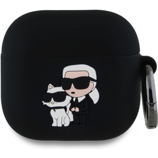 Karl Lagerfeld 3D Logo NFT Karl and Choupette silikonové pouzdro AirPods 4 černé