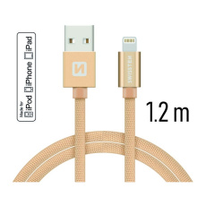 SWISSTEN Textile kabel USB / Lightning MFi 1,2 m zlatý