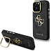 Guess PU 4G Metal Logo Stand Camera Frame kryt iPhone 15 Pro Max černý