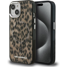 Karl Lagerfeld IML Leopard MagSafe kryt iPhone 15 hnědý