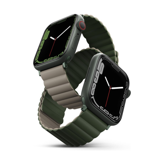UNIQ Revix oboustranný řemínek pro Apple Watch 49/46/45/44/42mm Pine (zelený/šedý)