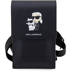 Karl Lagerfeld Saffiano Metal Logo NFT Wallet Bag pouzdro černé