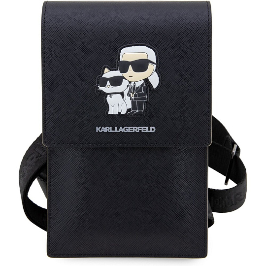 Karl Lagerfeld Saffiano Metal Logo NFT Wallet Bag pouzdro černé