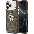 Guess PU 4G Metal Logo kryt iPhone 17 Pro Max stříbrný/hnědý