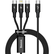 Baseus Datový kabel Rapid 3v1 USB-C/microUSB, Lightning, USB-C 1,5m PD 20W černý