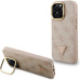 Guess PU 4G Strass Triangle Logo Stand Camera Frame MagSafe kryt iPhone 16 Pro Max růžový
