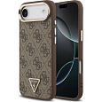 Guess PU Leather 4G Triangle Logo Gold Frame MagSafe kryt iPhone Air hnědý