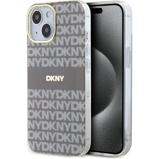 DKNY PC/TPU Repeat Pattern Tonal Stripe Magsafe kryt iPhone 14 béžový