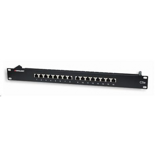 Intellinet Patch Panel, 19", Cat5e, 16-Port, FTP, 1U, Black