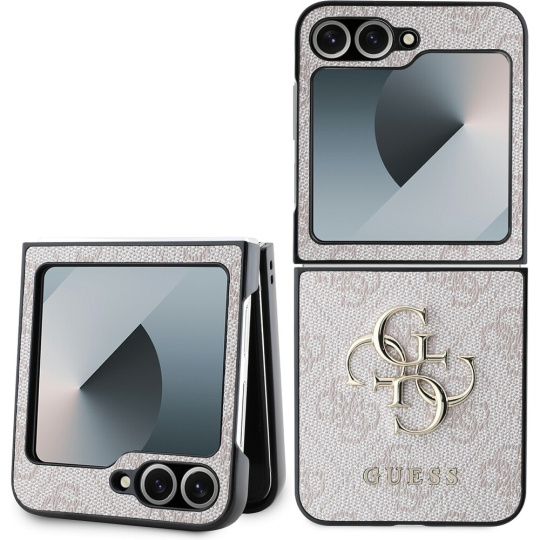 Guess PU 4G Metal Logo kryt Samsung Galaxy Z Flip 6 růžový