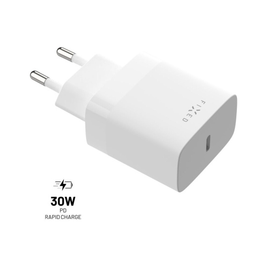 FIXED USB-C PD síťová nabíječka, 30W, bílá