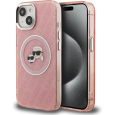 Karl Lagerfeld IML K&CH Heads Repeated Logo MagSafe kryt iPhone 15 růžový Karl Lagerfeld IML K&CH Heads Repeated Logo MagSafe kryt iPhone 15 růžový