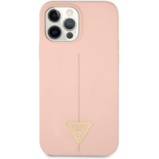 Guess Silicone Line Triangle kryt iPhone 12/12 Pro růžový