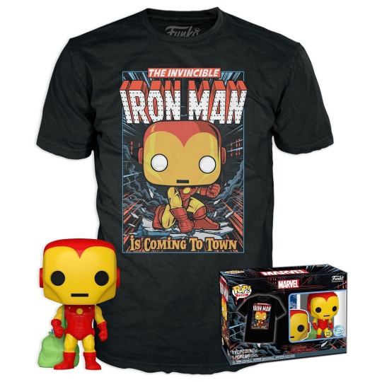 Funko POP! & Tee: Marvel- Holiday Iron Man (GITD) L