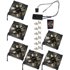 EUROCASE ventilátor RGB 120mm (Ring type), set 6ks + controller