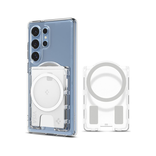 Spigen Ultra Hybrid Wallet MagSafe+ peněženka Samsung Galaxy S25 Series čirá