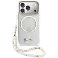 Guess IML Glitter Script Strap MagSafe kryt iPhone 17 Pro čirý
