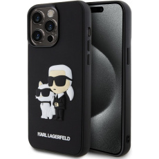 Karl Lagerfeld 3D Rubber Karl and Choupette kryt iPhone 15 Pro Max černý