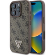 Guess PU 4G Strass Triangle Metal Logo kryt pro iPhone 16 Pro Max hnědý